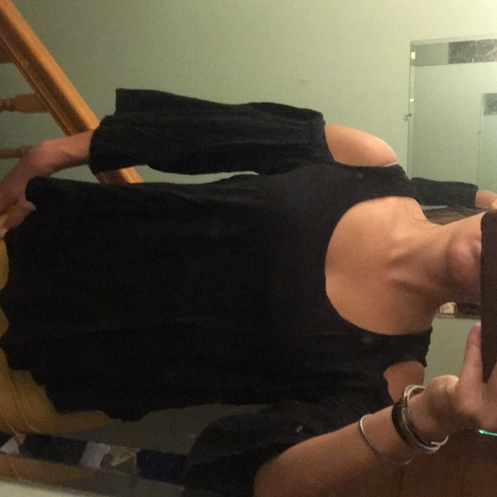 Cold shoulder black blouse